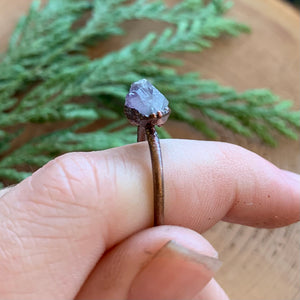 Amethyst Copper Ring - Size 6 1/2