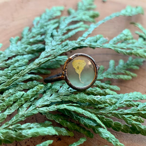 Yellow Petal Copper Ring - Size 4 1/2
