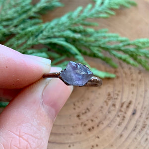 Amethyst Copper Ring - Size 6 1/2