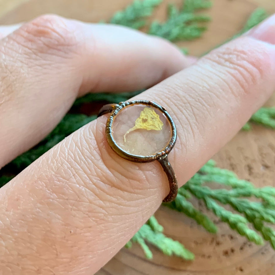 Yellow Petal Copper Ring - Size 4 1/2