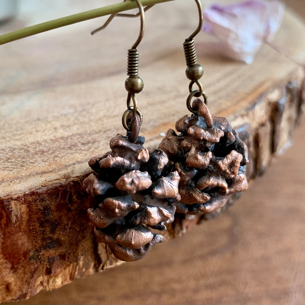 Copper Pinecone Earrings