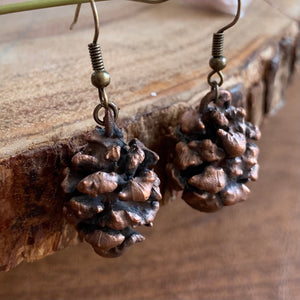 Copper Pinecone Earrings